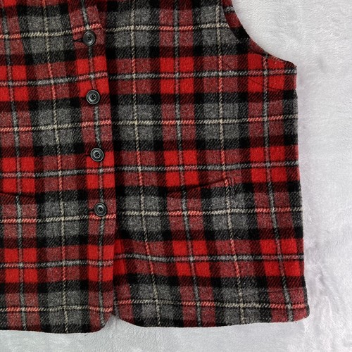 Vintage Eddie Bauer 85% Wool Vest Plaid Womens XL Fall Cozy Cabin Granola Button - Picture 4 of 16