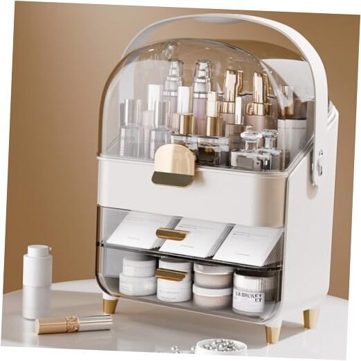 Large Makeup Organizer Countertop, Skin Care Organizers with Lid and Drawers,