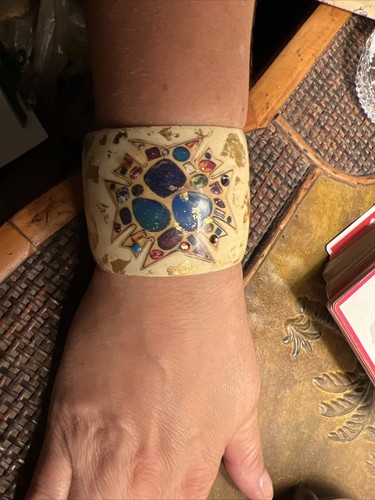 Evocateur Cuff Bracelet 22K Gold Leaf Foil Swarovski Crystals beautiful - 第 4/15 張圖片