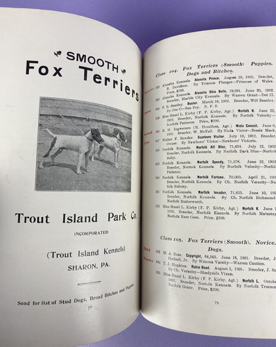 Catalogue 5th Annual Bench Show Dogs Duquesne Kennel Club W. Pennsylvania 1903 - Picture 8 of 11