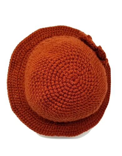 Crocheted Woman Orange Hat. One Size - Picture 7 of 8