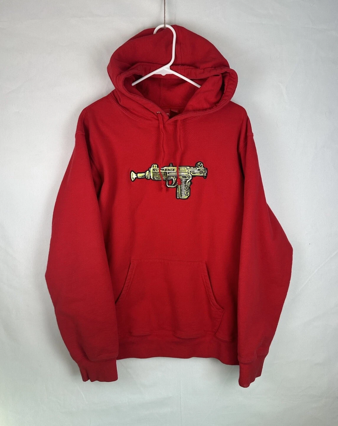 Pull Supreme homme grand jouet rouge Uzi logo évasé pull à capuche 2019
