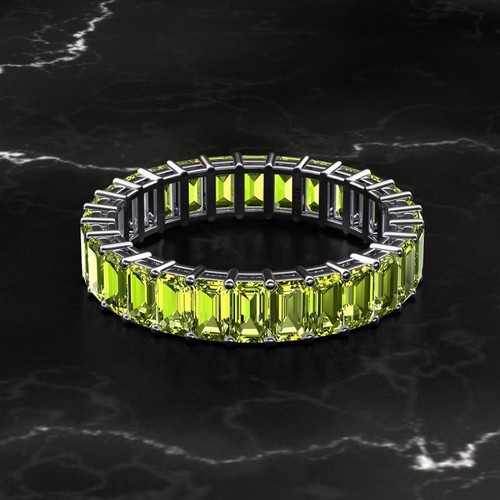 Emerald Cut Peridot 6 1/5 ctw Eternity Band Stapelbar 14K Gold JP:261618 - Bild 3 von 16