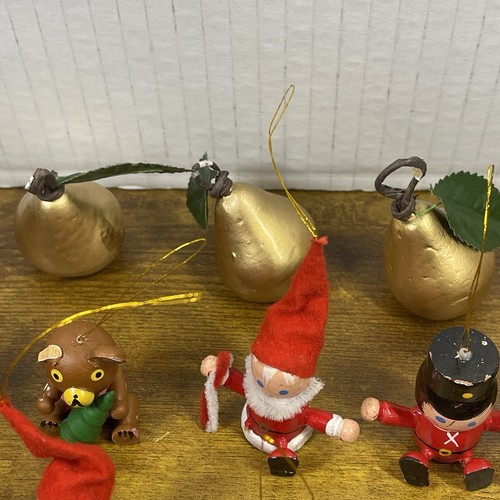 Vintage Tiny Small Miniature Wooden Wood Christmas Ornaments See Description - Picture 9 of 13