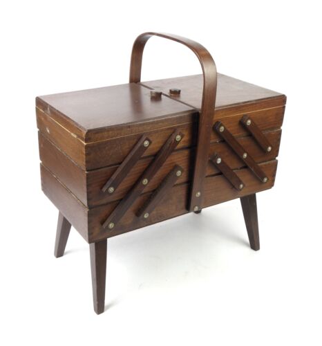 VTG Free Standing Three Tiered Accordion Style Sewing Notions Box Stand Cabinet