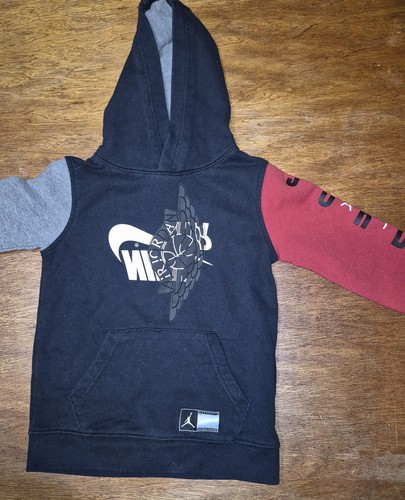 EUC Nike Air Jordan YOUTH Medium Remix Sideways Upside Down Logo Hoodie Black - Picture 4 of 5