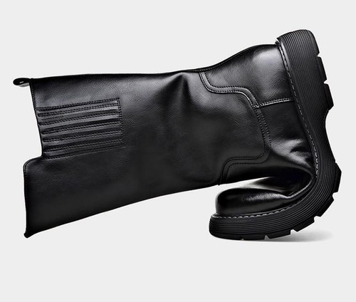 Stivali uomo moda metà polpaccio retrò cerniera laterale chukka punta tonda chelsea boot hot - Foto 4 di 13