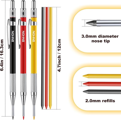 Mechanical Carpenter Pencils 36 2mm Refills Upgrade Long Head Deep Hole Marker - Picture 2 of 6