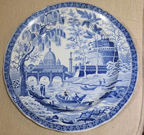 Original Antique Georgian Spode Blue & White Transfer “Rome / Tiber” Plate C1811 - Picture 2 of 18