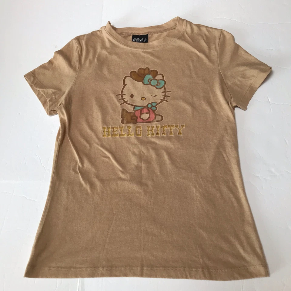 Vintage Y2K Hello Kitty Shirt Large Cowboy Western 50/50 Cotton Tan Sanrio Doc - Image 2 of 4