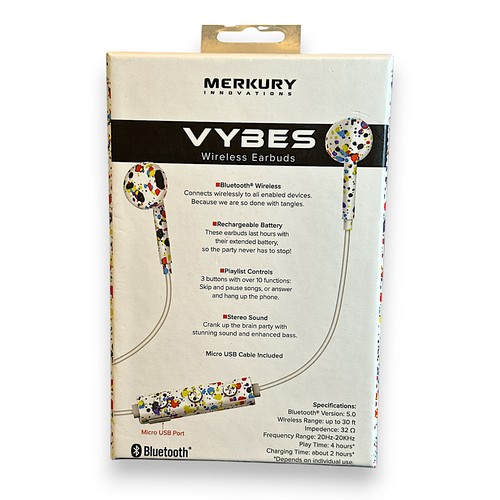 Merkury Vybes Wireless Bluetooth Earbuds with Built-In Mic - Picture 2 of 4