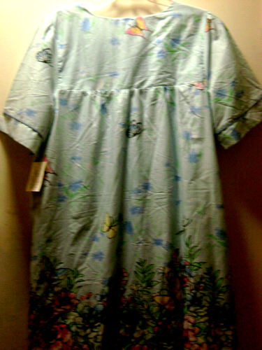 NWT WOMEN EASY ESSENTIALS BLUE SNAP FRONT HOUSECOAT DUSTER ROBE Lsz - Picture 3 of 7