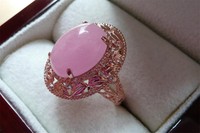 Large Oval Pink Jade Cabochon 925 Sterling Silver Rose Gold Ring Sz P Us 8 Large Oval Pink Jade Cabochon 925 Sterling Silver Rose Gold Ring Sz P Us 8