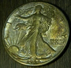 1944-D Walking Liberty Silver Half Dollar ~ Toned XF/AU ~  (QRC515P)