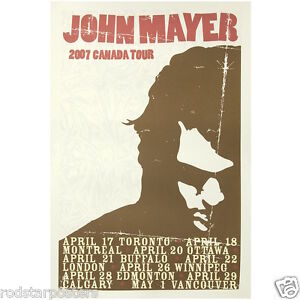 0459 Vintage Music Poster Art John Mayer 2007 Canada Tour