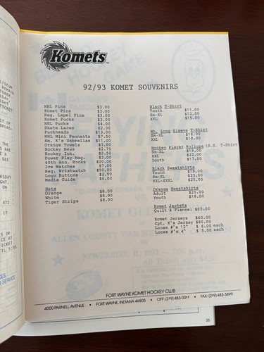 1992-93 Fort Wayne Komets - IHL Hockey - Official Program - Picture 4 of 4