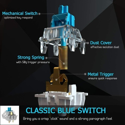 60% teclado para juegos con cable RGB retroiluminado desmontable USB tipo C para mecanógrafos/jugadores - Imagen 5 de 10