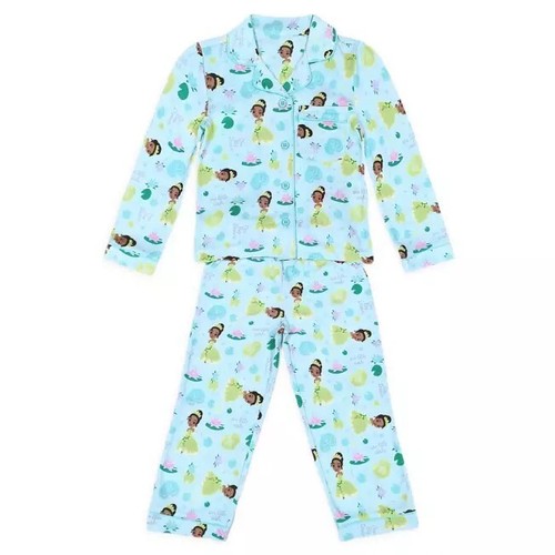Disney Store Tiana Princess & the Frog Girl's Pajamas PJs Sleep Set Princess NEW - 第 1/4 張圖片