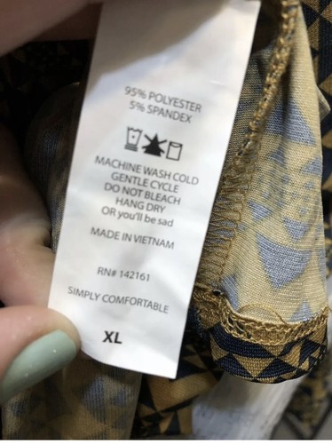 LulaRoe XL Irma Tunic Top Xlarge Yellow Gold Blue Aztec Chevron Pattern #702 - Picture 6 of 6