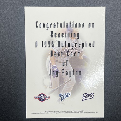 1995 Best Jay Payton Auto RC selten auf Karte Autogramm Unterschrift signiert - Bild 2 von 2
