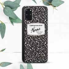 Custom Name Composition Book Case For Samsung Note 20 S10 S20 S21 S22 S23 S24 FE