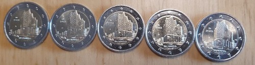 5 x 2 Euro Deutschland 2023 - Hamburger Philharmonie A D F G J