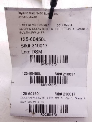 Driver Front Window Regulator Electric Windows Fits 13-18 RAV4 69802-30280 - Picture 8 of 12