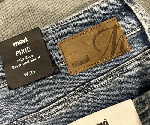 NWT New 25 MAVI JEANS Pixie Cuffed Boyfriend Mid Rise Stretch Shorts - Picture 5 of 5