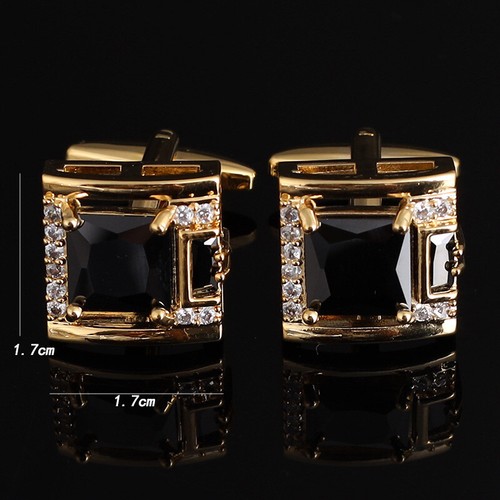Men Sparkle Square Crystals Cuff Links Business Shiny Rhinestone Cufflinks Boxed - Picture 3 of 10