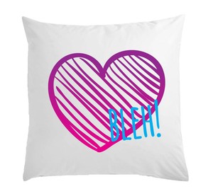Hipster Pink Purple Heart Bleh Slogan White Pillow Case Cushion