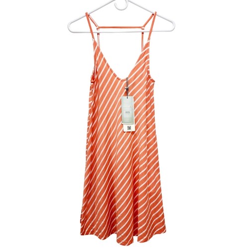 Orange & White Striped Sleeveless A-Line Dress Medium Lightweight Casual Size M - Bild 2 von 16