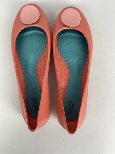 Zapatos planos de ballet Oka B Izzie jelly para mujer talla 8 rosa/salmón, medallón redondo - Imagen 9 de 15