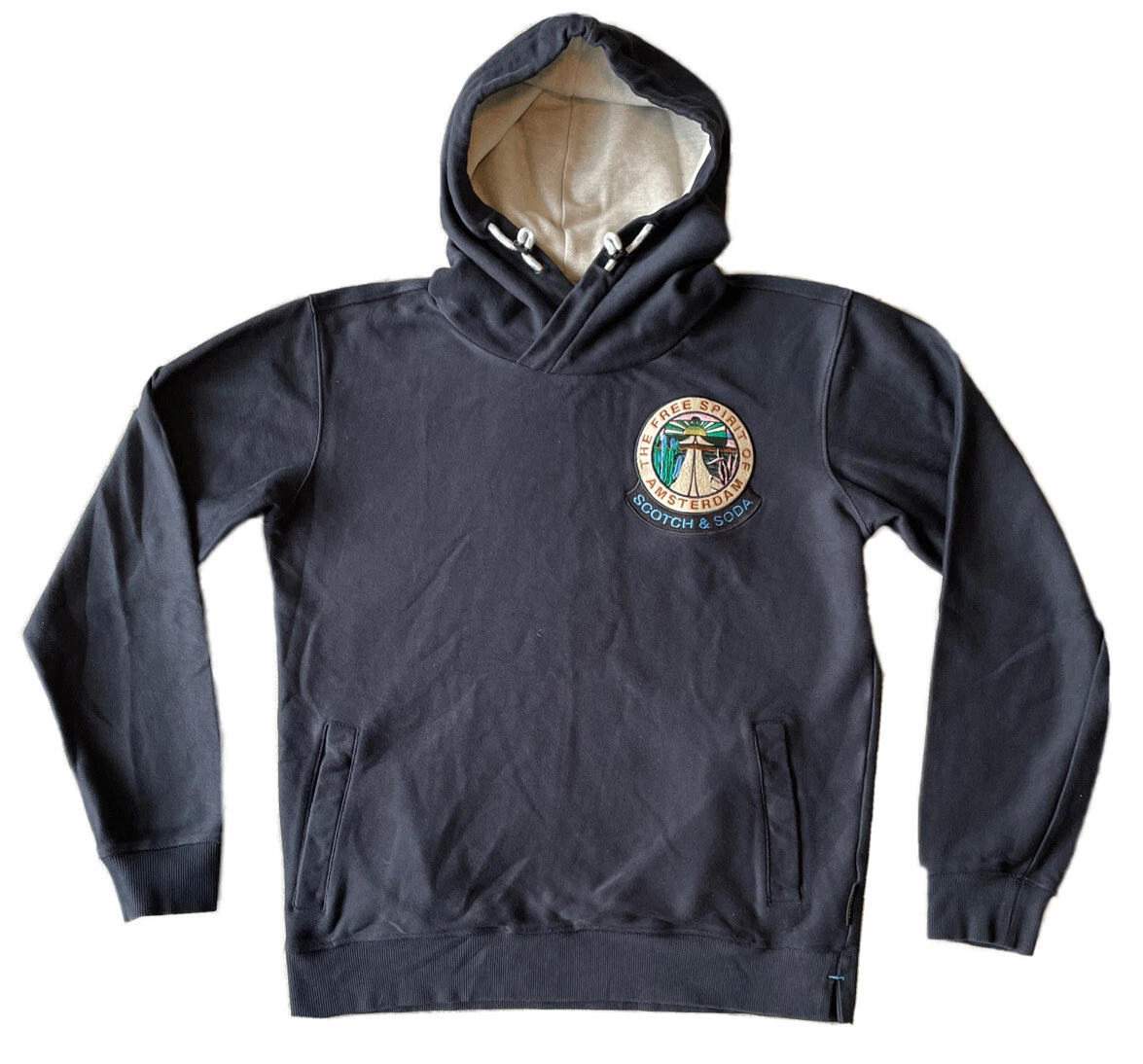 Scotch Soda Navy Blue Hood Pullover Hoodie Women s Sz Med Mens