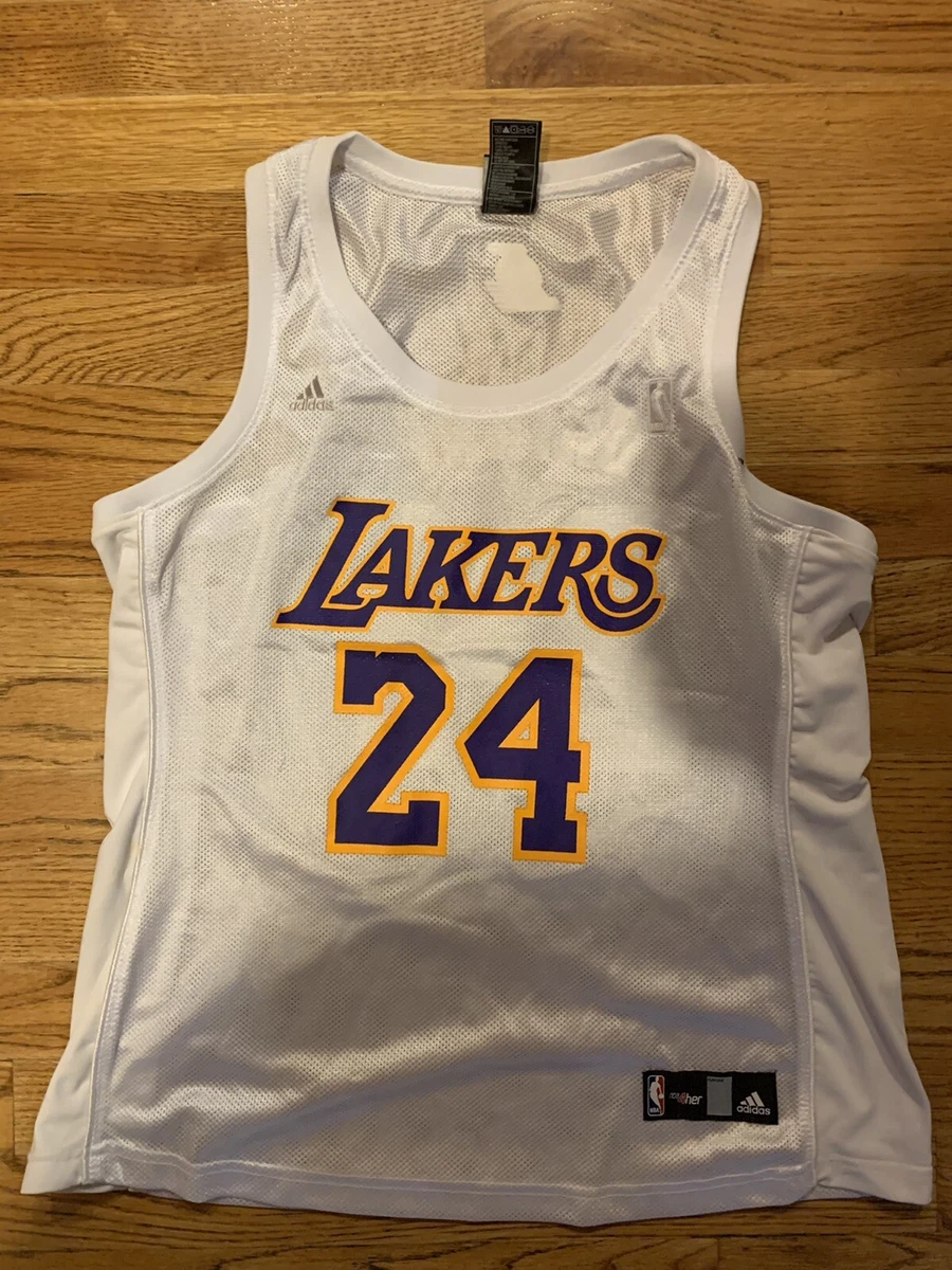 Lakers Kobe Bryant 24 NBA4her White Jersey Adidas Size Large NBA Patch Cute  RARE