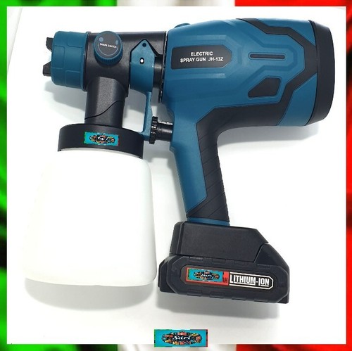 Verniciatore HVLP Pistola Spruzzo Vernice Portatile 2 batteria Serbatoio 180W - Foto 5 di 6