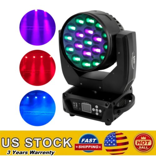 RGBW 19x15W Zoom Moving Head Stage Light LED DMX512 Wash Light Wedding DJs Party
