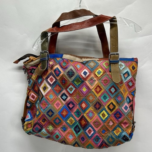 AMERILEATHER Multicolor Leather Handbag Purse Tote - Picture 3 of 8