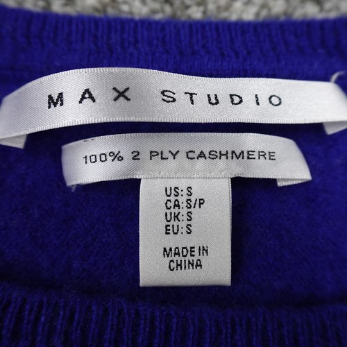 Max Studio Sweater Womens Small Blue Two Ply Cashmere Crewneck Sweatshirt Soft - Picture 3 of 8