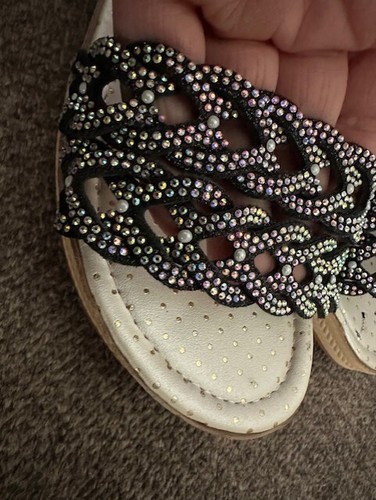 Women's Calzados Olami Sandel Shoes Rhinestone Bling 25-1/2eur 9.5US TX - Picture 3 of 10