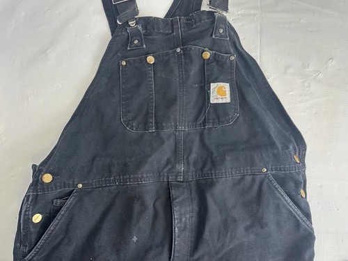 Men’s Carhartt Thermal Duck Insulated Double Knee Coveralls Bibs Black - Picture 7 of 17