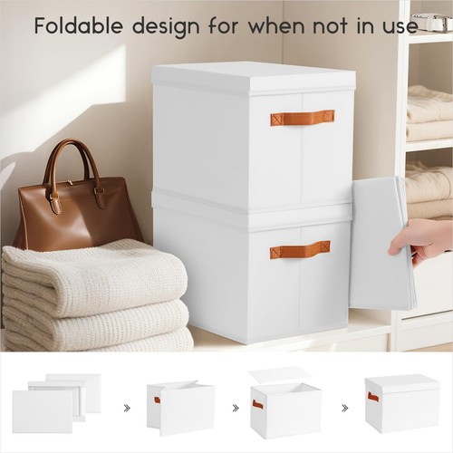 Storage Bins with Lids - Fabric Storage Baskets for Shelves, 4 Pack Foldable ... - Foto 3 di 7