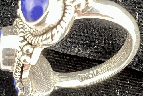 Signierter DP, Doug Paulus Indien Sterlingsilber Lapis Ring Größe 6,25 - Bild 6 von 7