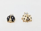 Joan Rivers Ladybug Pins Set Black Cream Gold Enamel Rhinestone Brooch Set