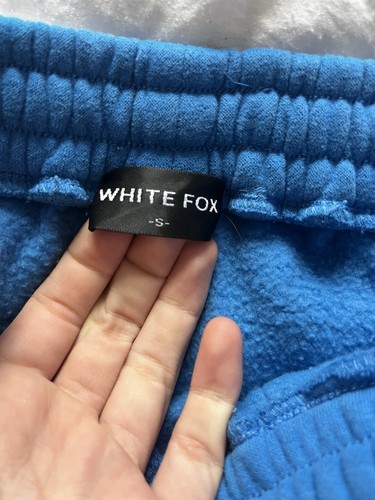 White Fox Drawstring Lounge Sweat Shorts Blue and Pink Size Small - Picture 3 of 9