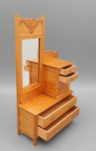 OOAK RL Carlisle Antique Gentlemen's Dresser Artisan Dollhouse Miniature 1:12 - Picture 6 of 15