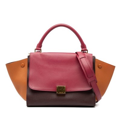 Celine Small Tricolor Leather Trapeze  | Pre-Loved | Dark Brown | Authenticated