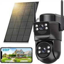 5G WiFi Solar PTZ Security Camera 4MP 2-Way Audio Dual Lens Wireless IP66 Motion