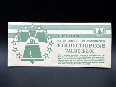 Vintage Empty food stamp book booklet US depart agriculture food coupons $2.00