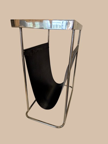 High Quality Amara Marble Top Magazine Rack Side Table Metal Frame With Leather - Picture 6 of 12