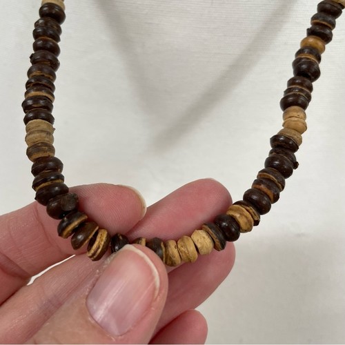 Vintage Holz Perlen Fassverschluss Halskette Damen Boho - Bild 2 von 6